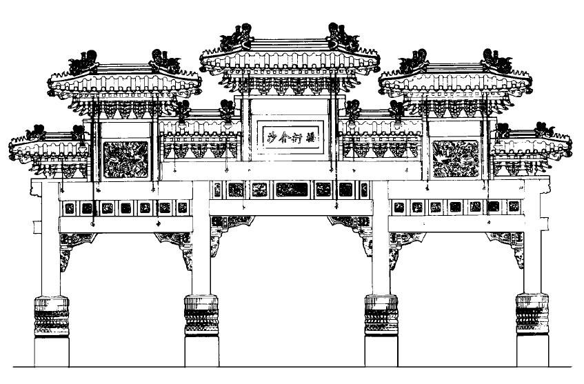 華盛頓中國城石牌坊設(shè)計圖